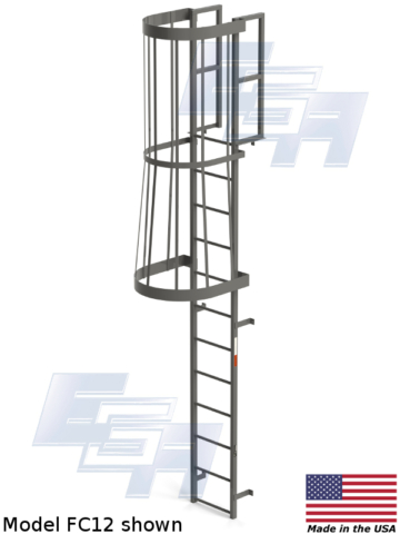 fixed wall mounted cage ladder